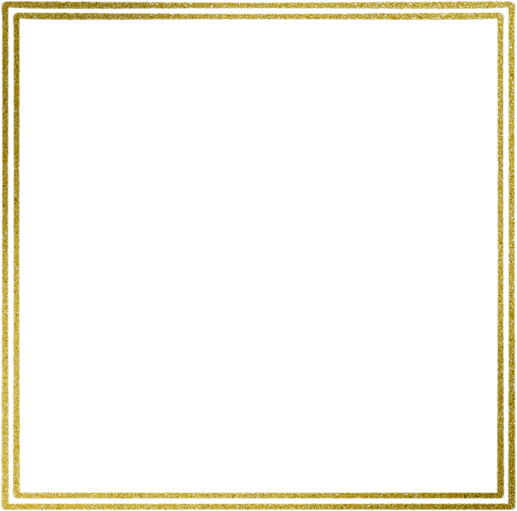 Gold square frame element with line border png.